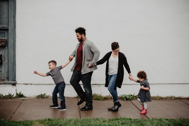 family on sidewalk
