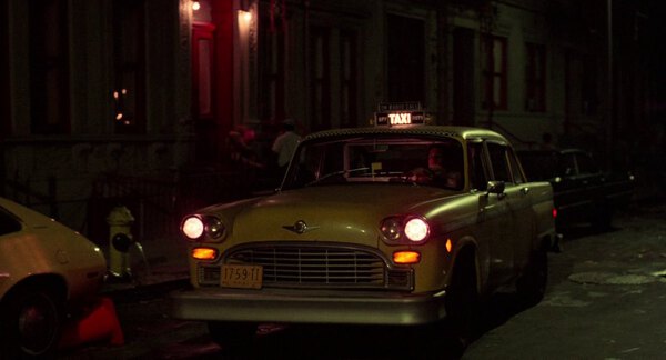 classic NYC taxi at night
