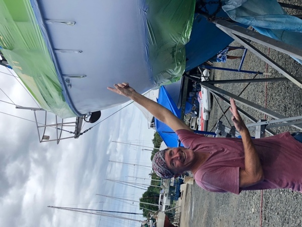 Me with my Westsail 32 sailboat in Panama