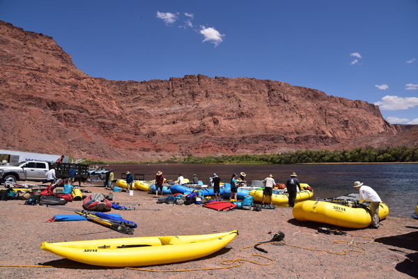 Rafts inflated, loading gear