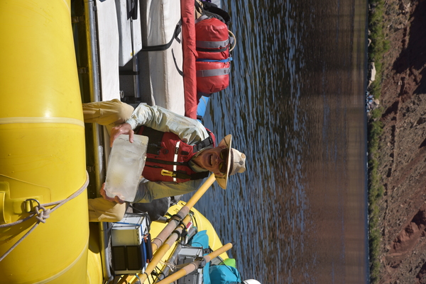 Trip leader Jeff conserves a precious resource-- cooling ice