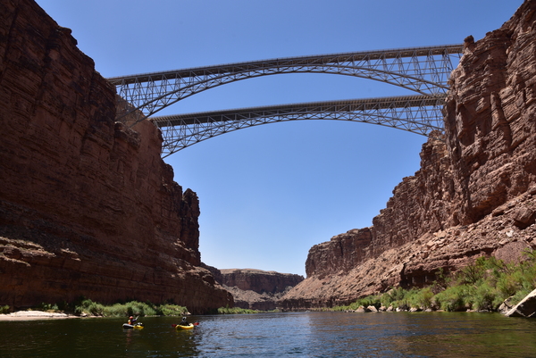 Navajo Bridges seen from the Colorado River