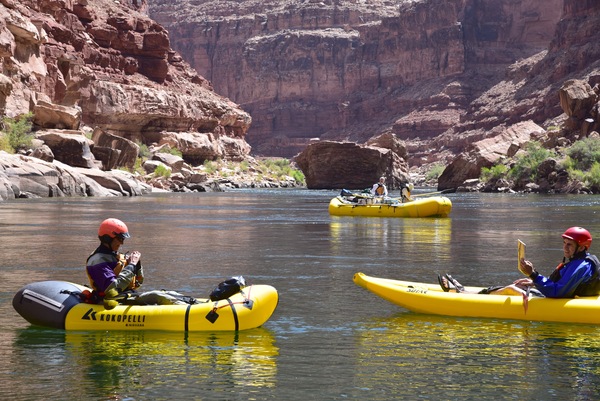 Pack raft and Inflatable Kayak in Grand Canyon